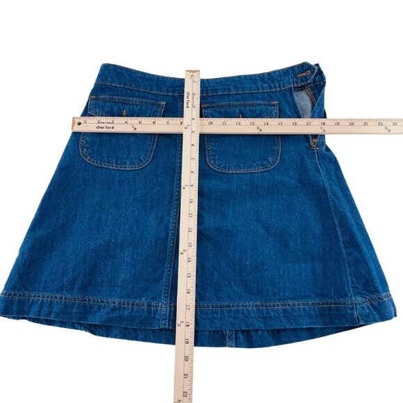 Gap 1969 Women's Denim A-Line Mini Skirt Size 6R 28R Blue Front Flap Pockets Y2k - Picture 4 of 5